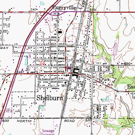 Topographic Map of Shelburn Fire and Rescue Department, IN