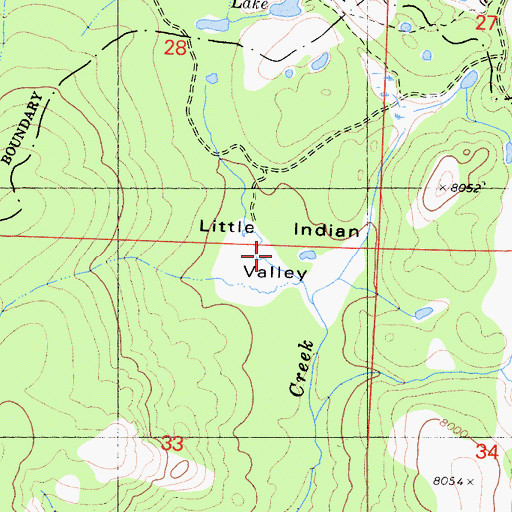 Topographic Map of Little Indian Valley, CA