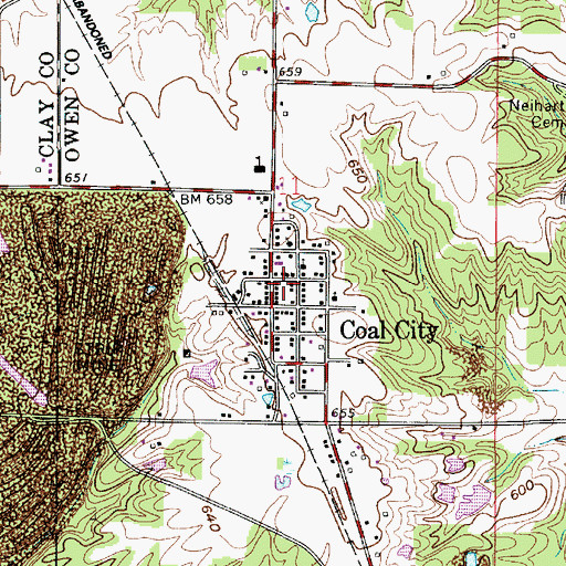 Topographic Map of Coal City Community Volunteer Fire Department, IN