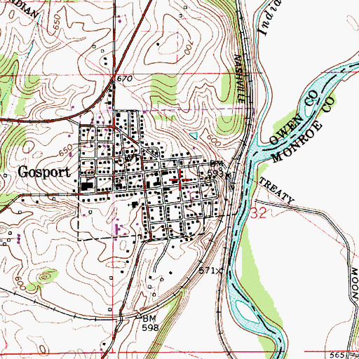 Topographic Map of Gosport Volunteer Fire Department, IN
