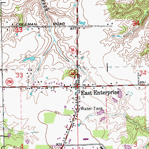 Topographic Map of East Enterprise Volunteer Fire Department East Enterprise, IN