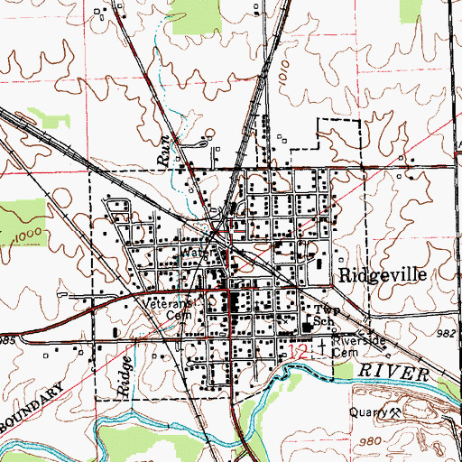 Topographic Map of Ridgeville Fire Department, IN