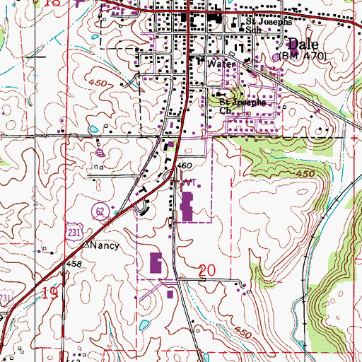Topographic Map of Carter Fire District, IN