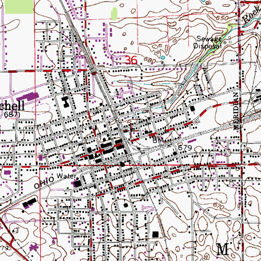 Topographic Map of Mitchell Fire Department Station 2, IN