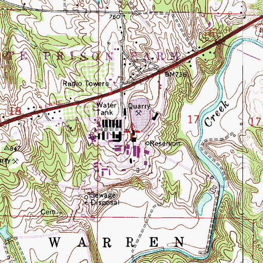 Topographic Map of Putnamville Correctional Facility Fire Department, IN