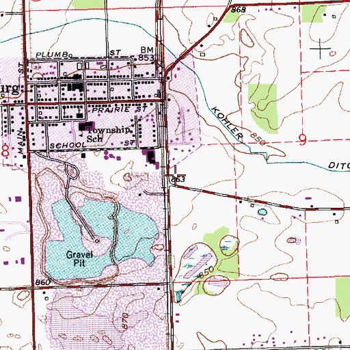 Topographic Map of Plain Township Leesburg Volunteer Fire Department, IN
