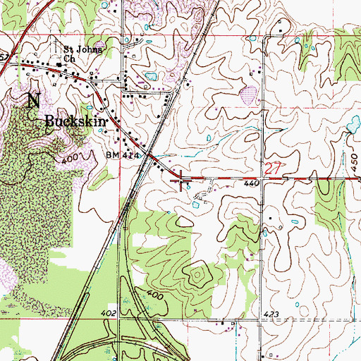 Topographic Map of Buckskin Barton Township Volunteer Fire Department, IN