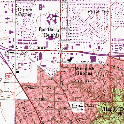 Topographic Map of West Lafayette Fire Department Station 2, IN