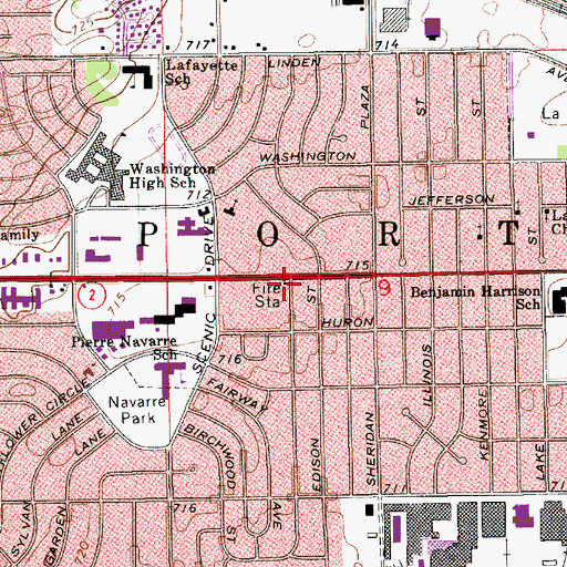 Topographic Map of South Bend Fire Department Station 6, IN