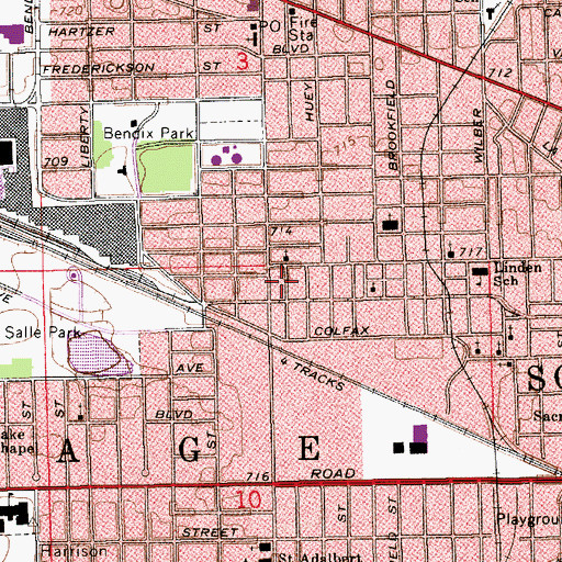Topographic Map of South Bend Fire Department Station 4, IN