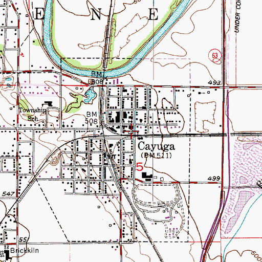 Topographic Map of Cayuga Volunteer Fire and Rescue, IN