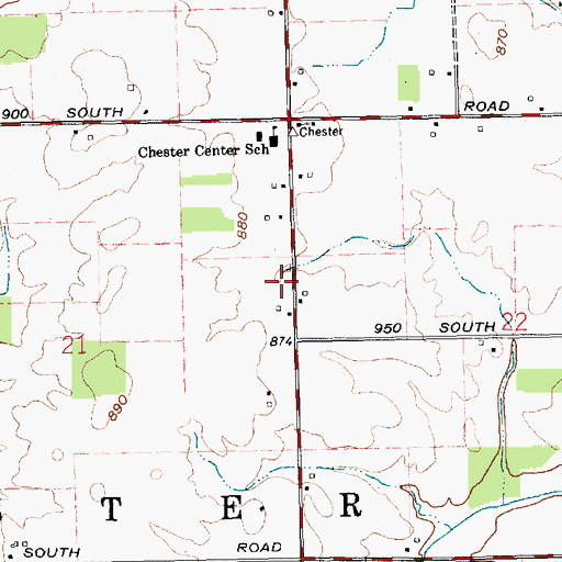 Topographic Map of Chester Township Volunteer Fire Department, IN