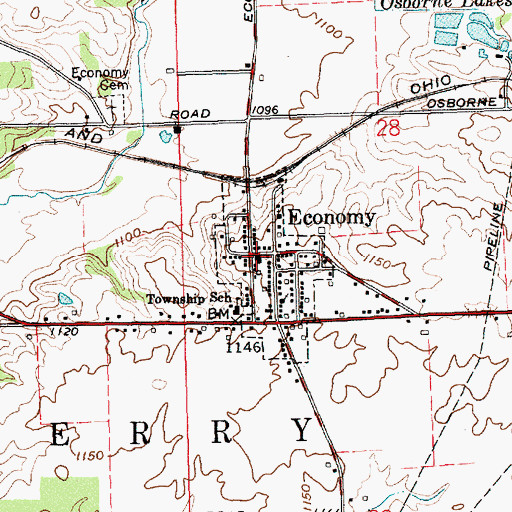 Topographic Map of Perry Township Volunteer Fire Department, IN