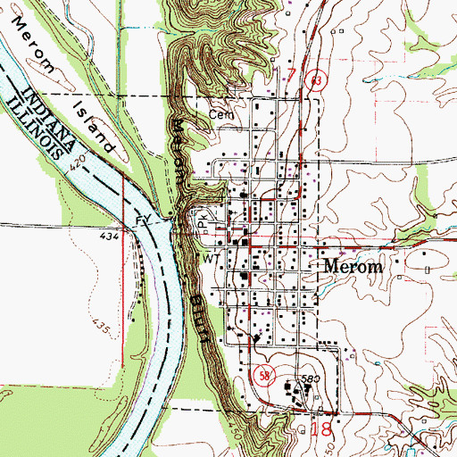 Topographic Map of Gill Township Volunteer Fire Department Station 1, IN