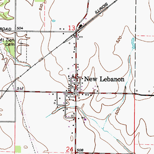 Topographic Map of Gill Township Volunteer Fire Department Station 2, IN