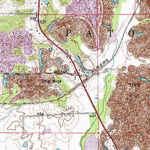Topographic Map of North Patoka Township Volunteer Fire Department Station 1, IN