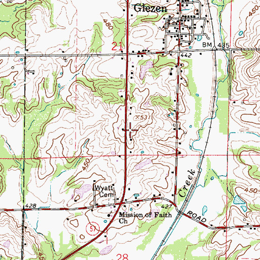 Topographic Map of North Patoka Township Volunteer Fire Department Station 2, IN