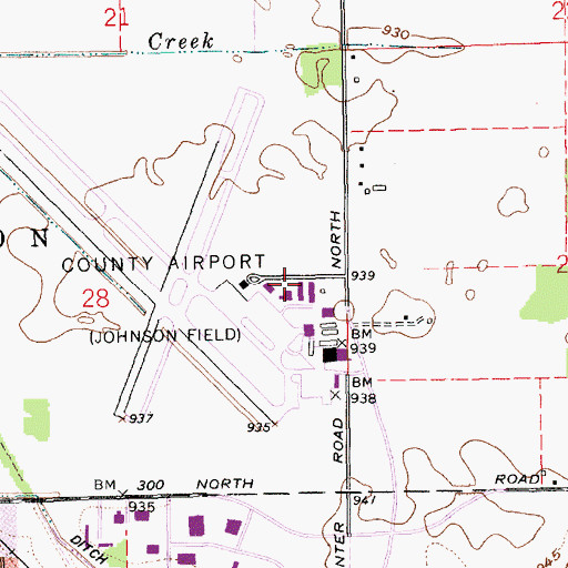 Topographic Map of Delaware County Airport Authority Fire Department, IN