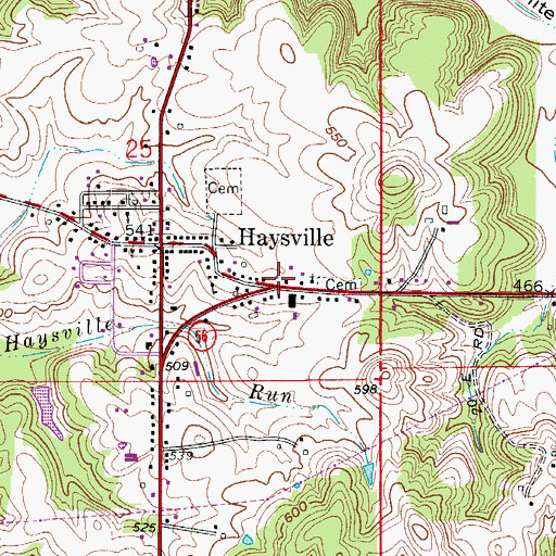 Topographic Map of Haysville Volunteer Fire Department, IN