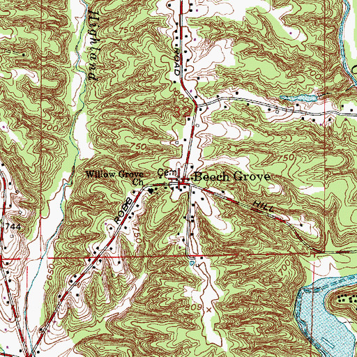 Topographic Map of Brooklyn Volunteer Fire Department Station 2, IN