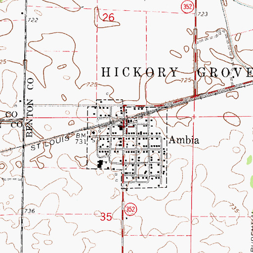 Topographic Map of Hickory Grove Township Fire Department, IN