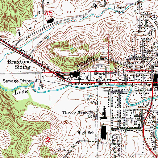 Topographic Map of Paoli Fire Department, IN