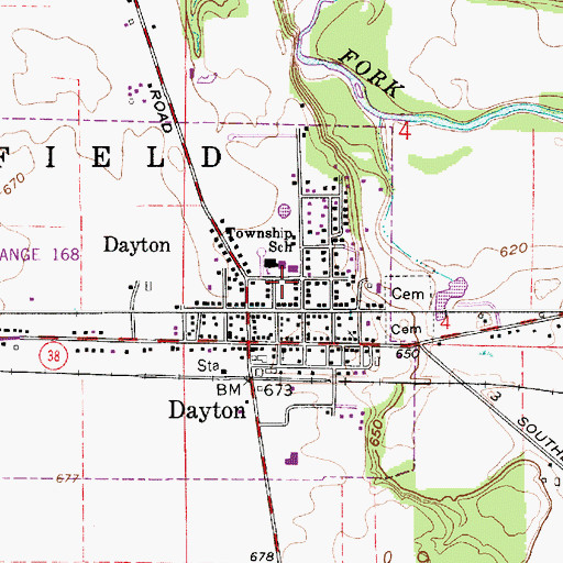Topographic Map of Sheffield Township Volunteer Fire Department, IN