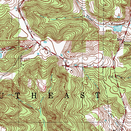 Topographic Map of Southeast Orange County Volunteer Fire Department, IN
