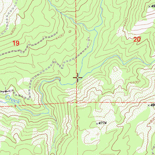Topographic Map of Little Kimshew Creek, CA