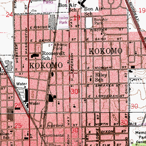 Topographic Map of Kokomo Fire Department Station 3, IN