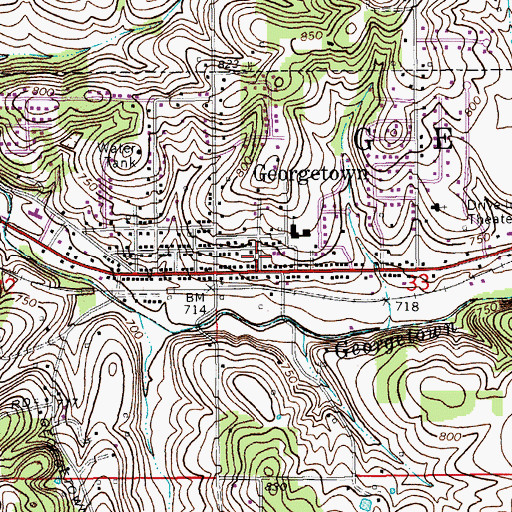 Topographic Map of Georgetown Township Fire Protection District Station 1, IN