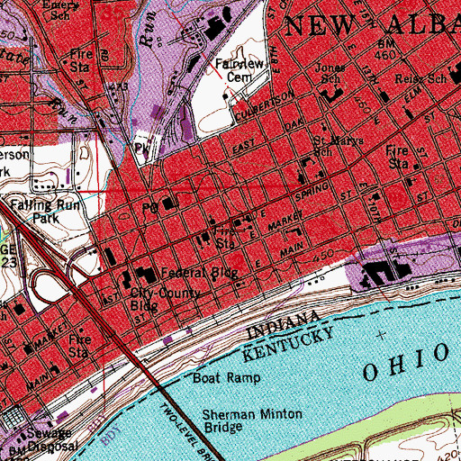Topographic Map of New Albany Fire Department Station 3, IN