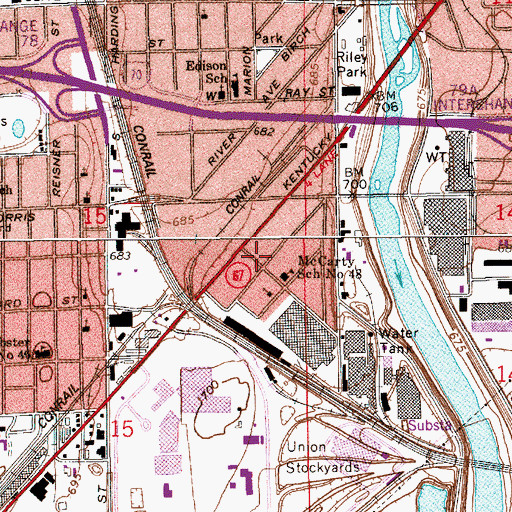 Topographic Map of Eli Lilly and Company Fire Station, IN