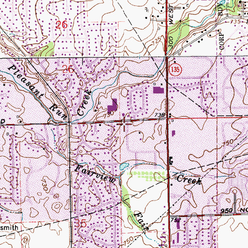 Topographic Map of White River Township Fire Department Station 52, IN