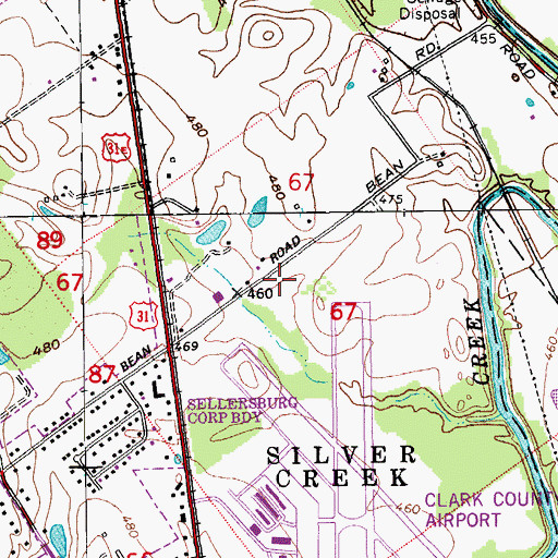 Topographic Map of Sellersburg Fire Department Station 4 Clark County Airport, IN