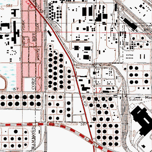 Topographic Map of British Petroleum Products - North America Whiting Fire Station, IN