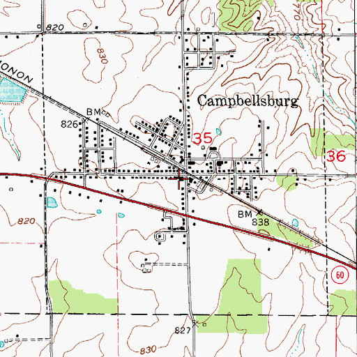 Topographic Map of Brown - Vernon Fire District, IN