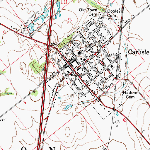 Topographic Map of Carlisle - Haddon Township Fire Department, IN