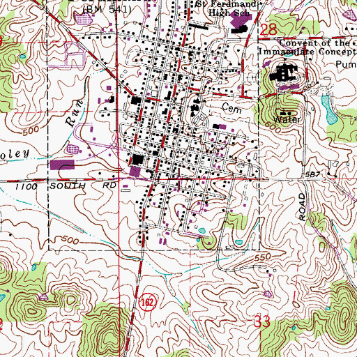 Topographic Map of Ferdinand Volunteer Fire Department Station 1, IN