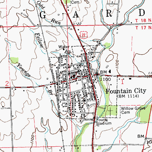 Topographic Map of Fountain City - New Garden Township Fire Department, IN