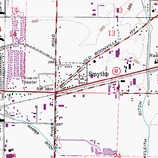Topographic Map of Evansville Fire Department Station 9, IN