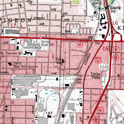 Topographic Map of Evansville Fire Department Station 8, IN