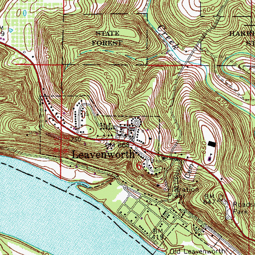 Topographic Map of Leavenworth Volunteer Fire Department, IN