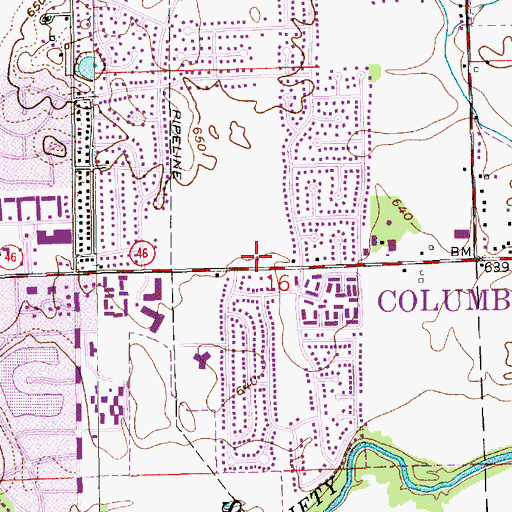 Topographic Map of Columbus Fire Department Station 4, IN