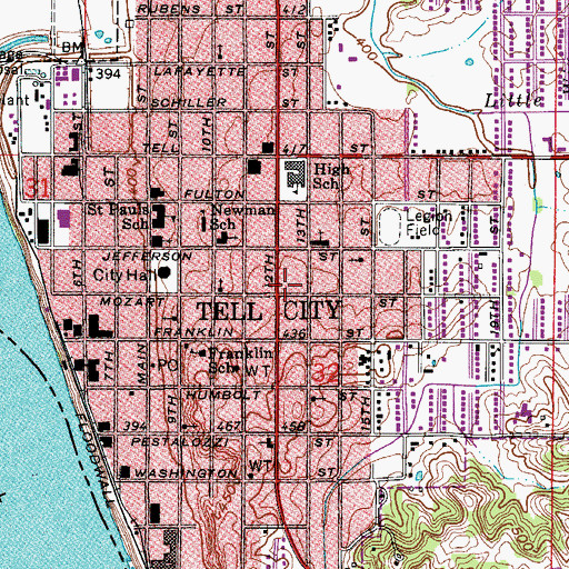 Topographic Map of Tell City Volunteer Fire Department, IN