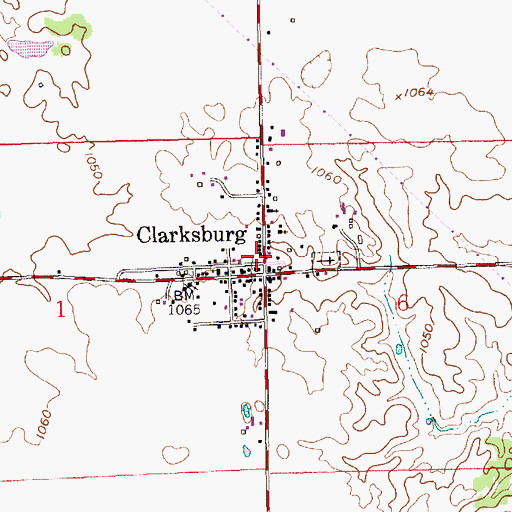Topographic Map of Clarksburg Community Volunteer Fire Department, IN