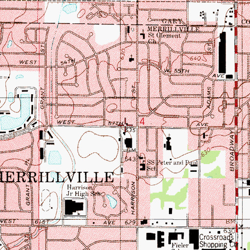 Topographic Map of Merrillville Fire Department Station 74, IN