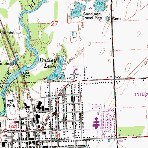 Topographic Map of Edinburgh Fire and Rescue Station 2, IN