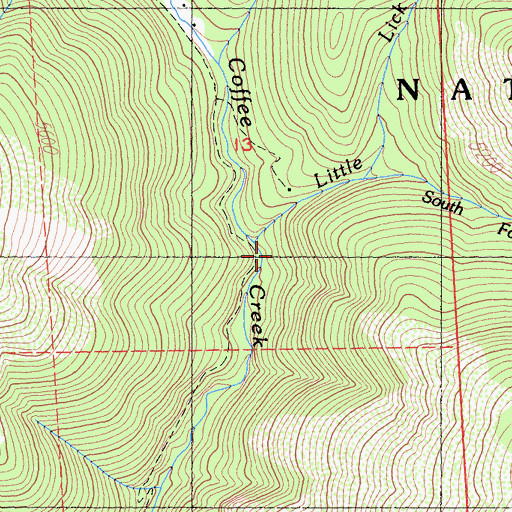 Topographic Map of Little Lick Creek, CA