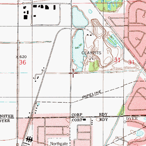 Topographic Map of Munster Fire Department Station 3, IN